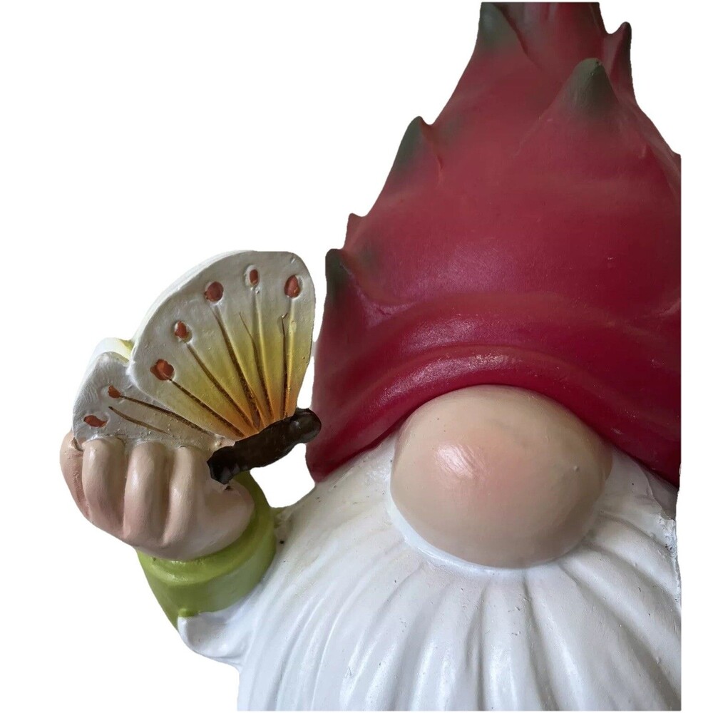 NEW (Open Box) Dragonfruit Garden Gnome Solar Glowing Hat, Butterfly - Picture 2 of 15